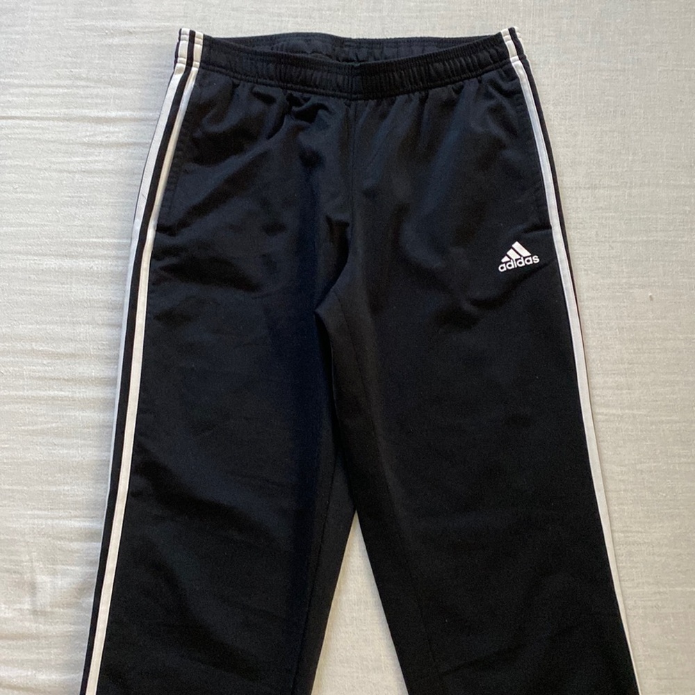 Adidas joggers in black with white stripes size medium